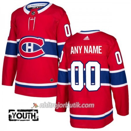 Barn Ishockey Montreal Canadiens Tröja med eget tryck Adidas 2017-2018 Röd Authentic